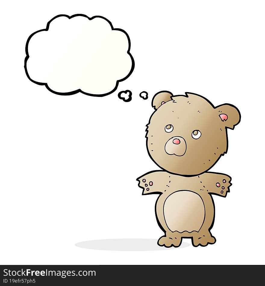 Cartoon Funny Teddy Bear With Thought Bubble