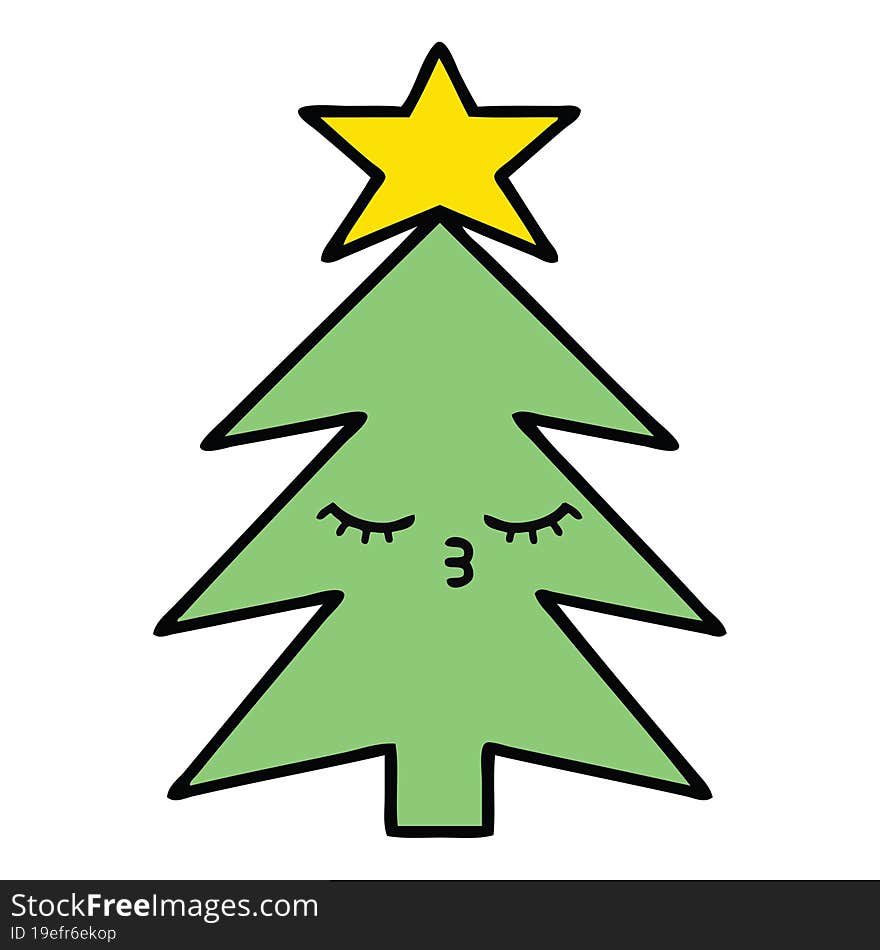 cute cartoon of a christmas tree. cute cartoon of a christmas tree