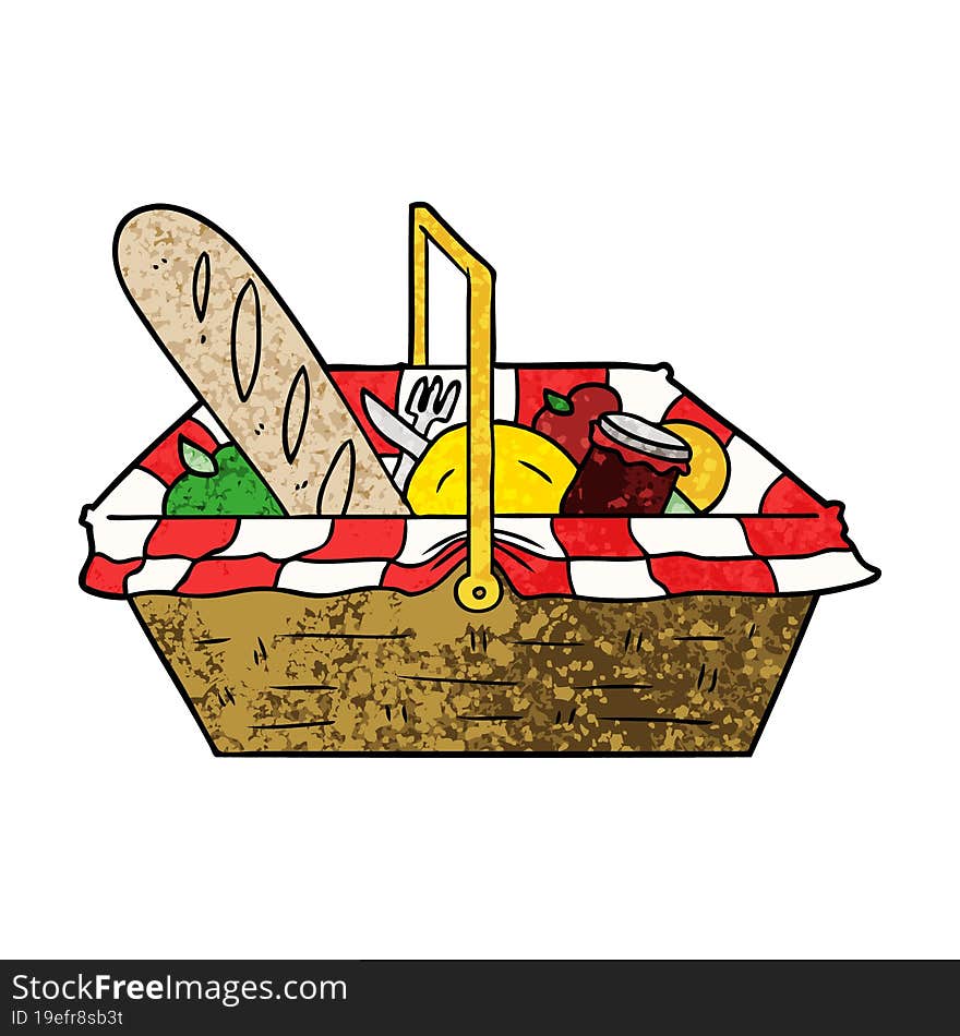 cartoon picnic basket. cartoon picnic basket