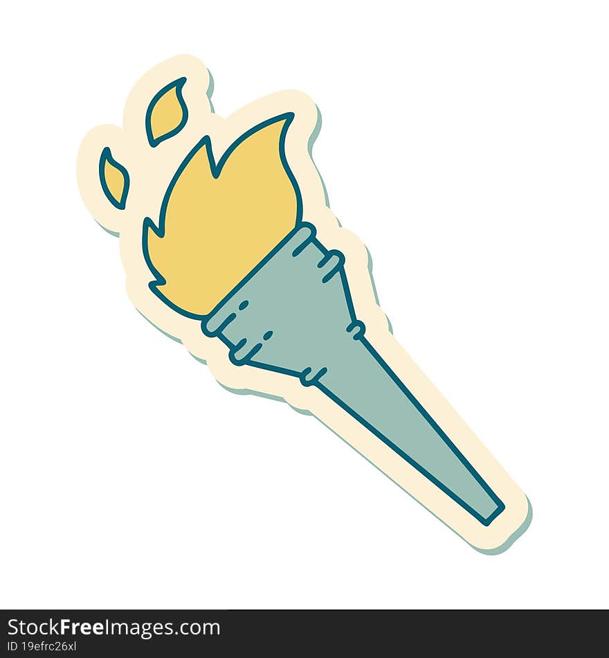 tattoo style sticker of a lit torch