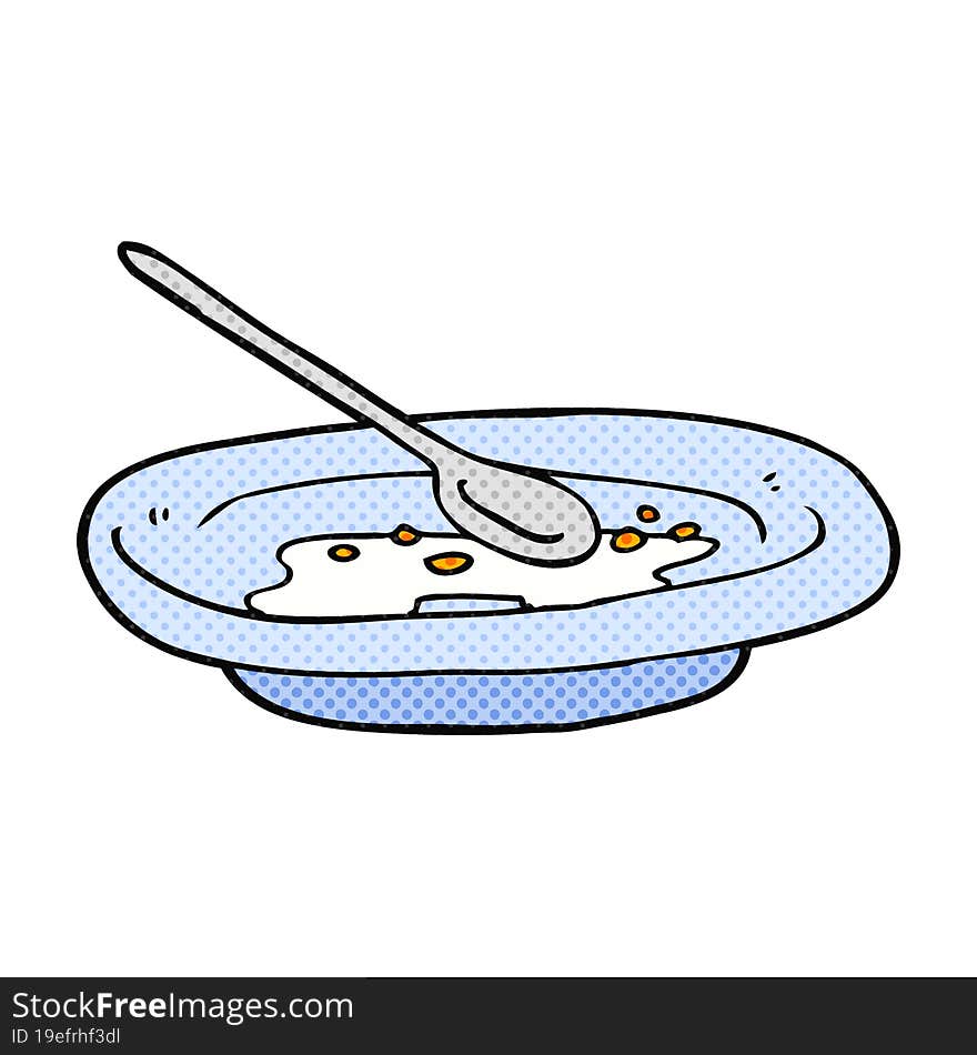 freehand drawn cartoon empty cereal bowl