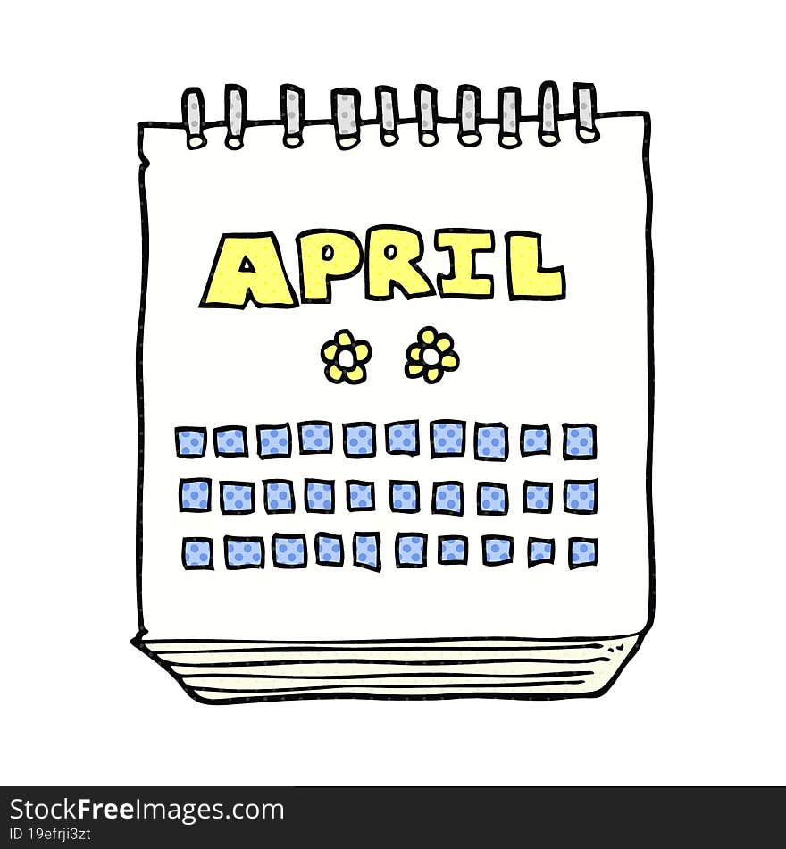 cartoon calendar showing month of April