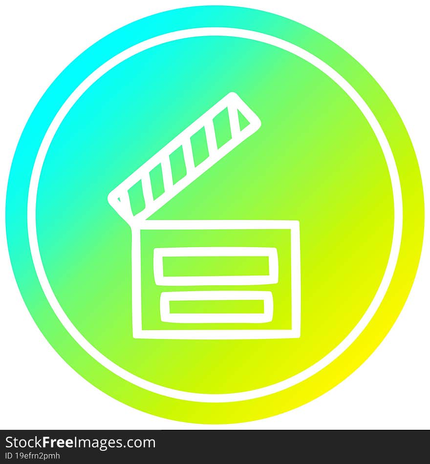 Movie Clapper Board Circular In Cold Gradient Spectrum