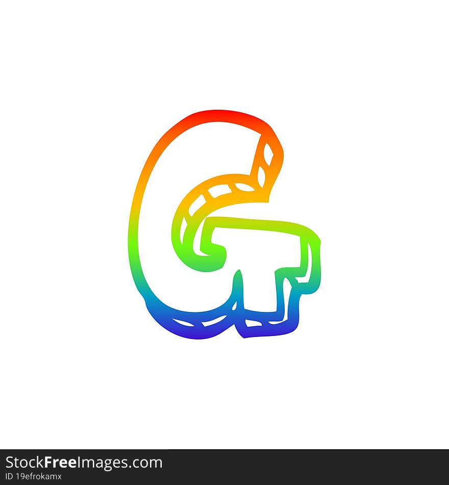 rainbow gradient line drawing of a cartoon letter g