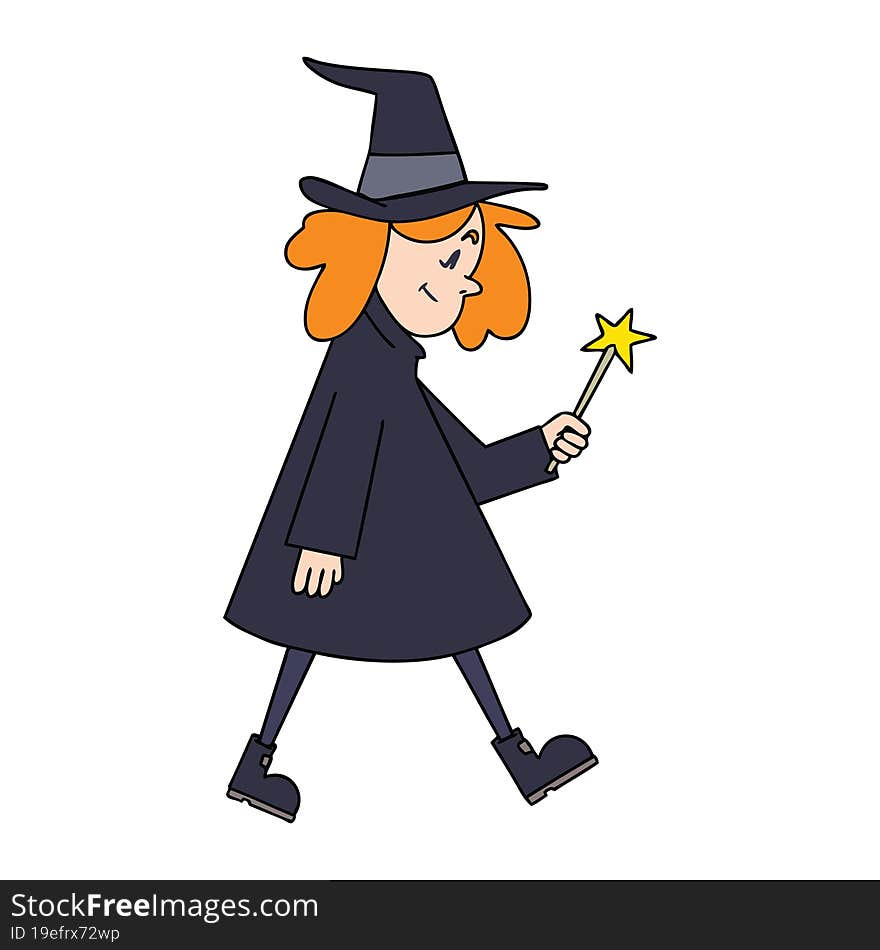 quirky hand drawn cartoon witch