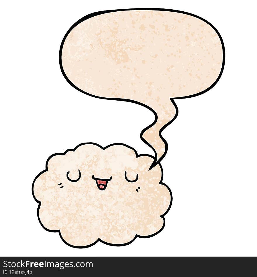 cartoon cloud and speech bubble in retro texture style