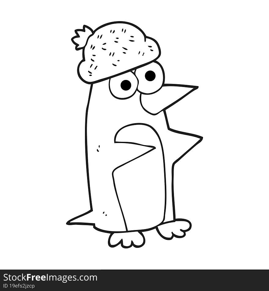 black and white cartoon penguin