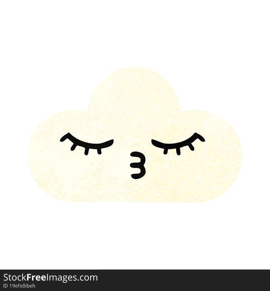 Retro Illustration Style Cartoon White Cloud