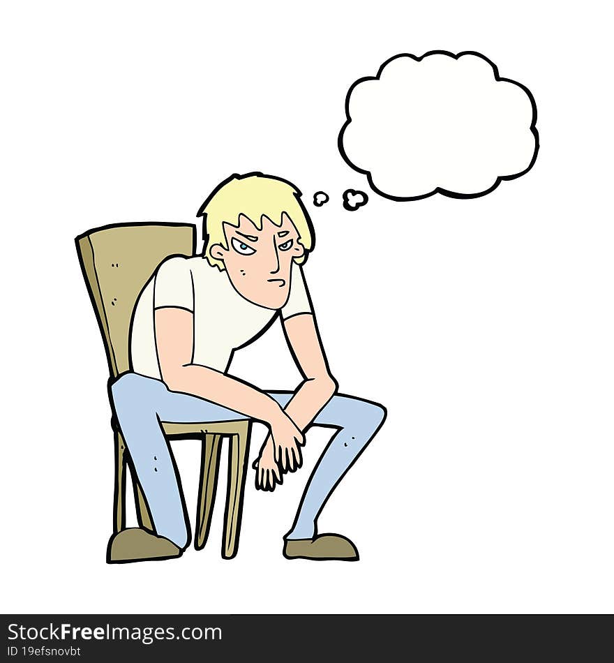 cartoon dejected man with thought bubble