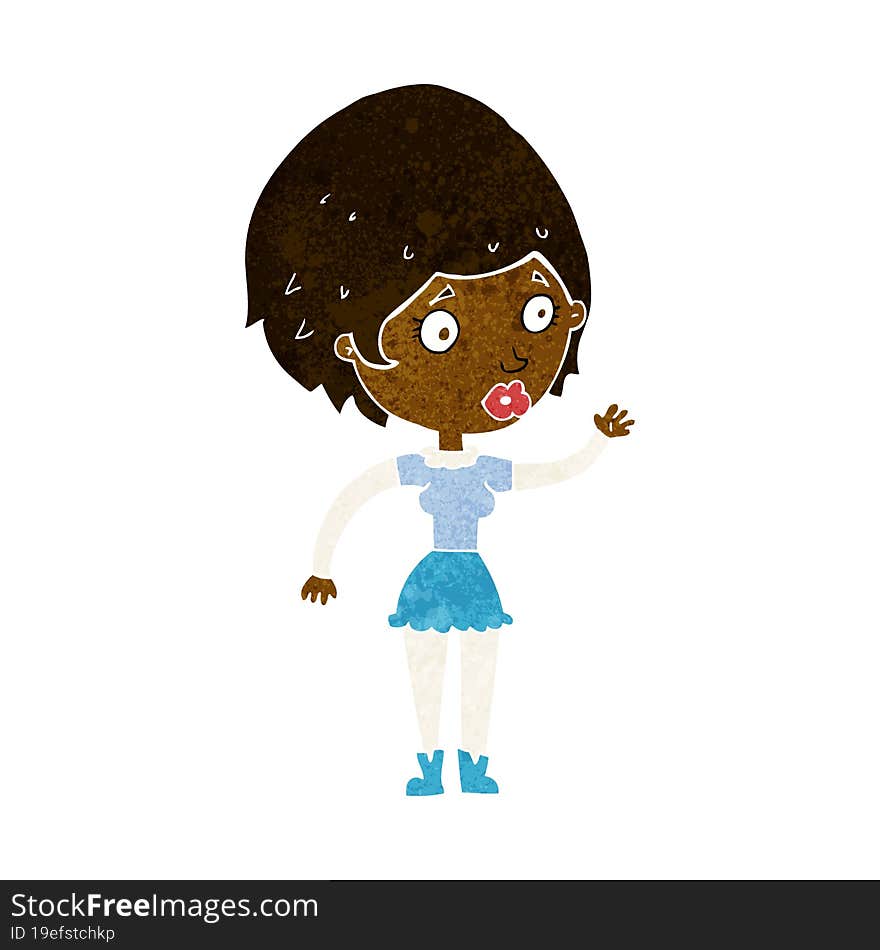 cartoon woman waving