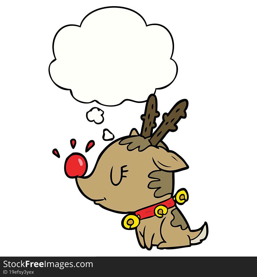 Cartoon Christmas Reindeer And Thought Bubble