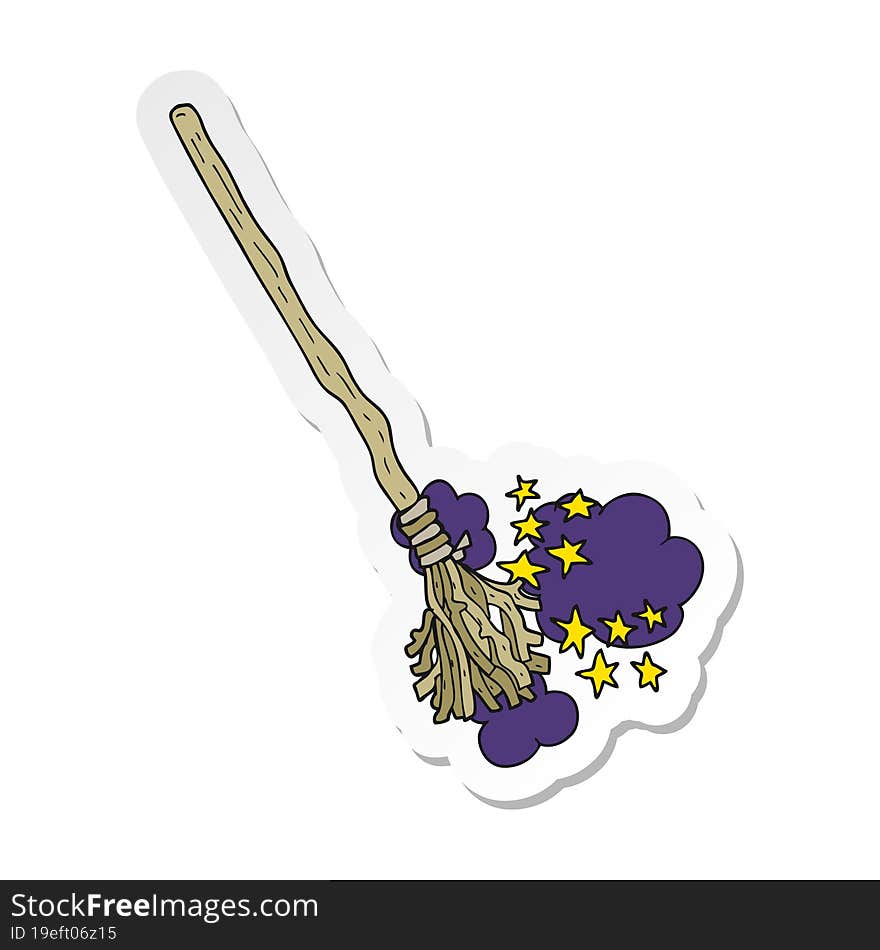 sticker of a cartoon magical broom