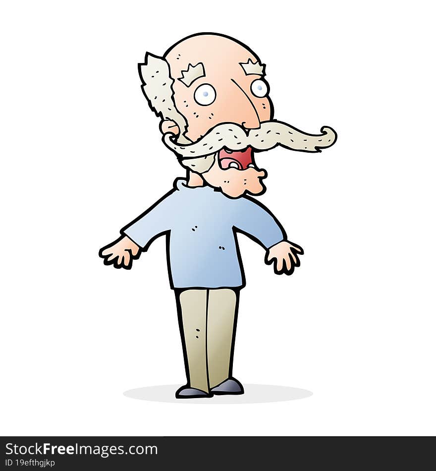 Cartoon Old Man Gasping In Surprise