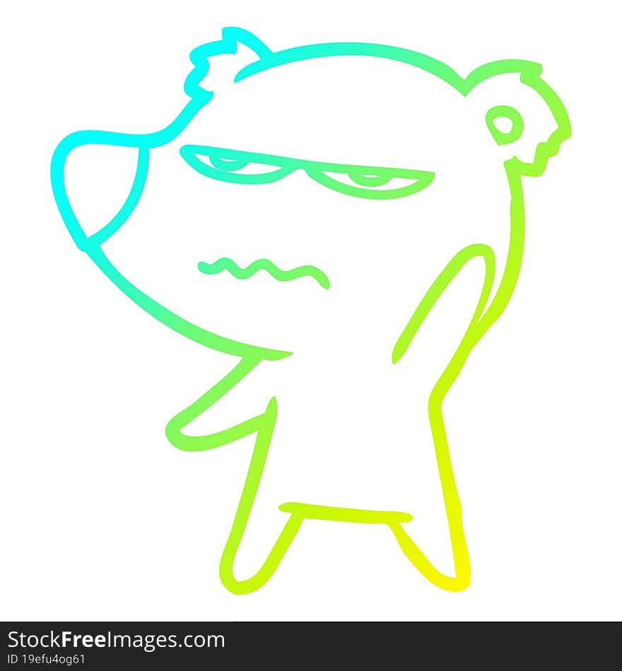 cold gradient line drawing annoyed bear cartoon