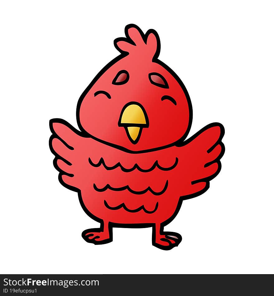 cartoon doodle red bird