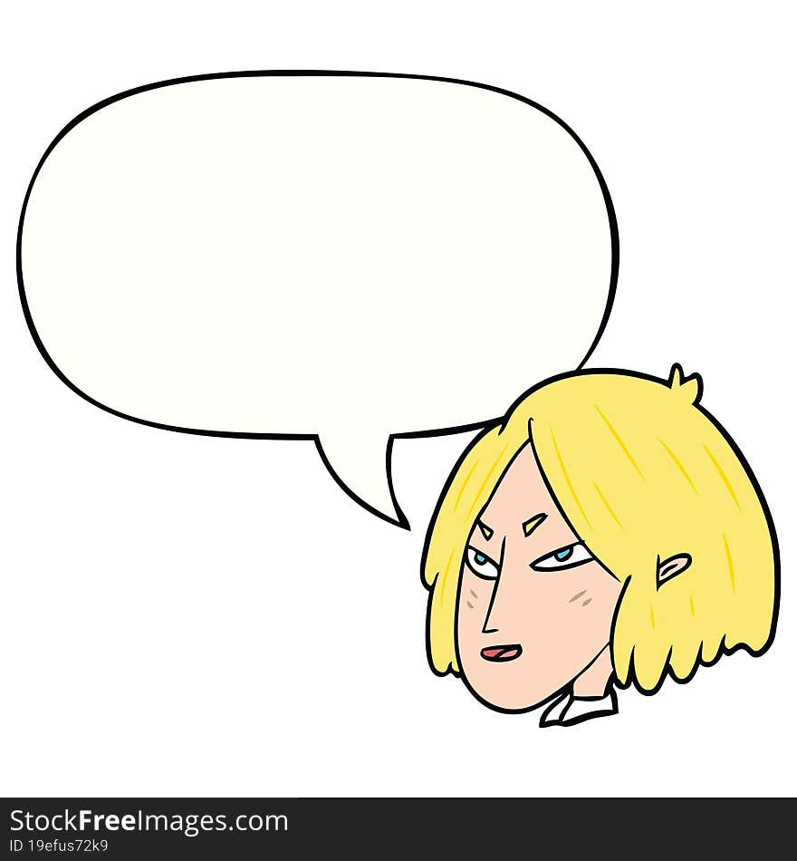 cartoon woman and speech bubble