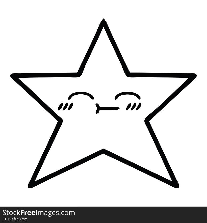 line drawing cartoon of a star fish