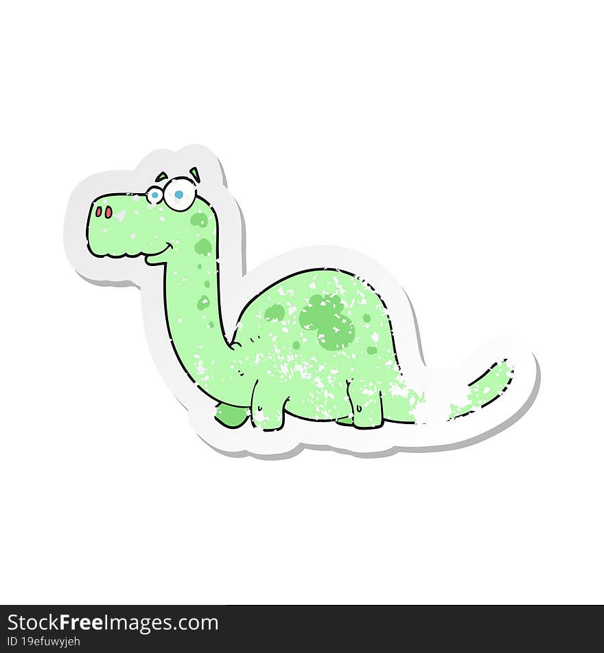 retro distressed sticker of a cartoon dinosaur