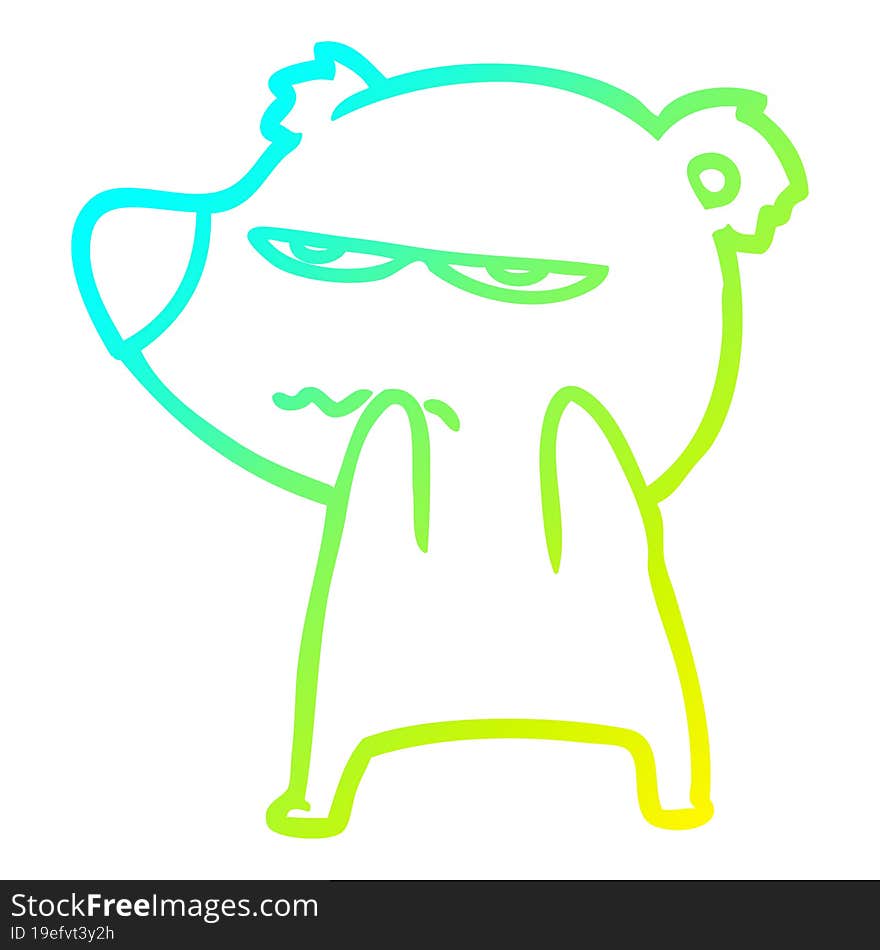 cold gradient line drawing annoyed bear cartoon