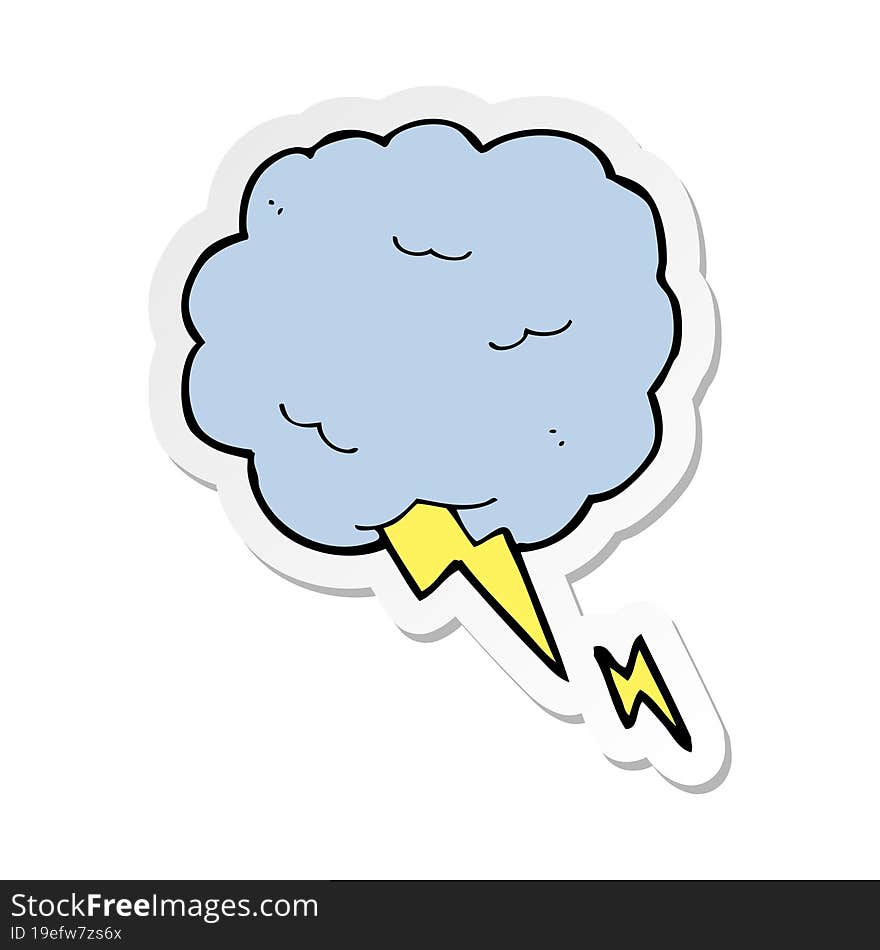 sticker of a cartoon thundercloud symbol