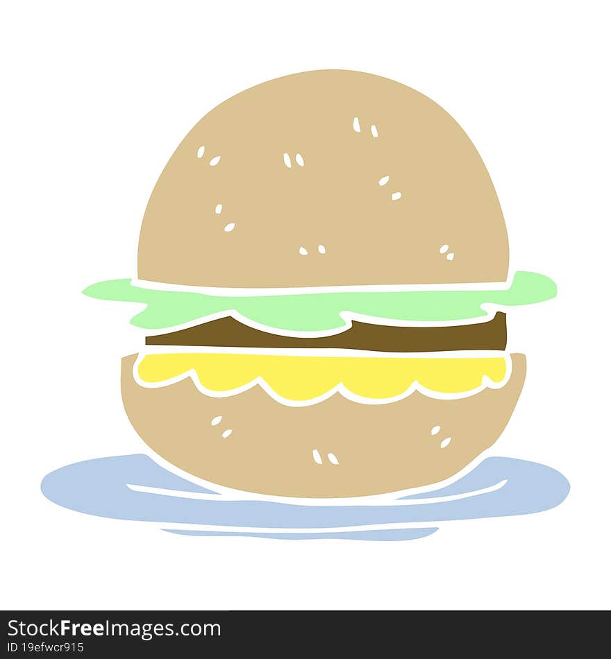 flat color illustration cartoon burger