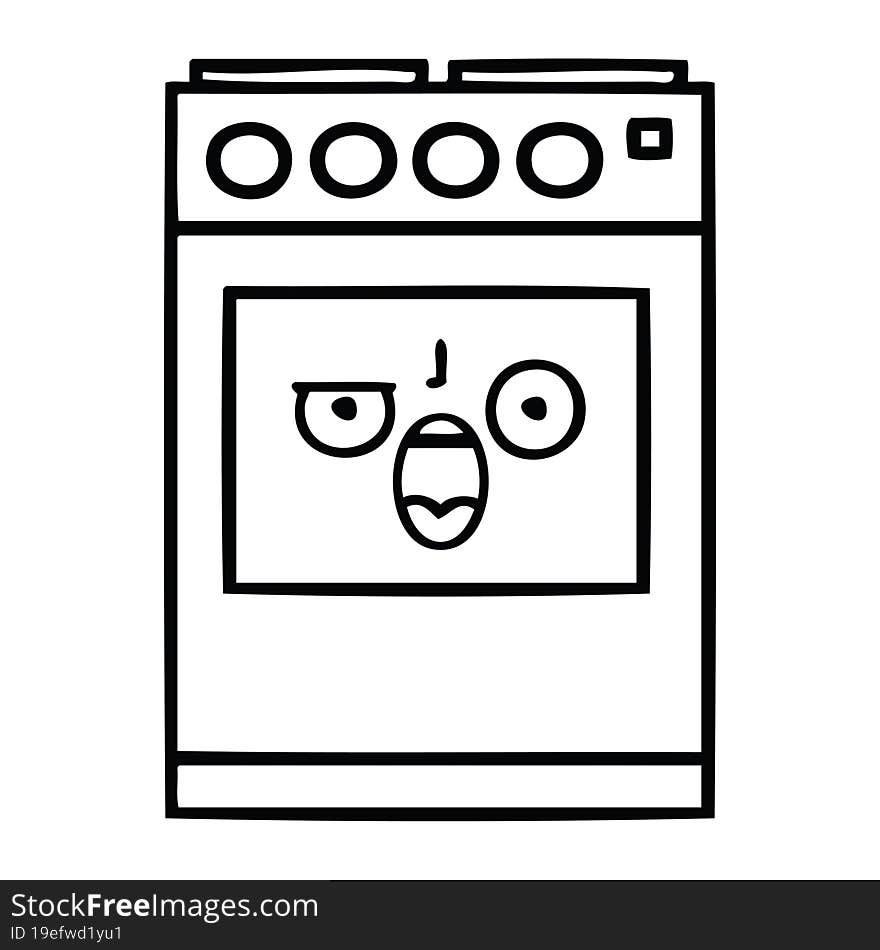 line drawing cartoon kitchen oven