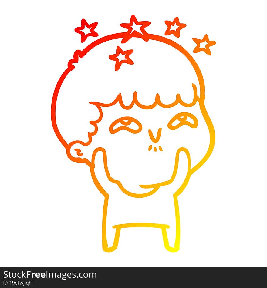 warm gradient line drawing cartoon amazed boy