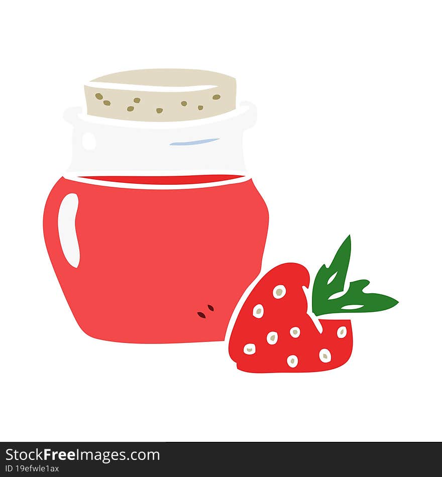 flat color style cartoon jar of strawberry jam