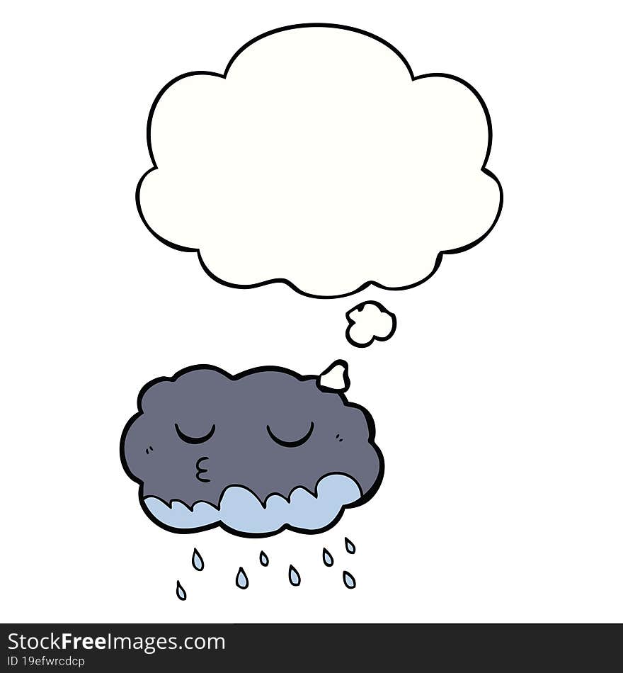 cartoon rain cloud and thought bubble