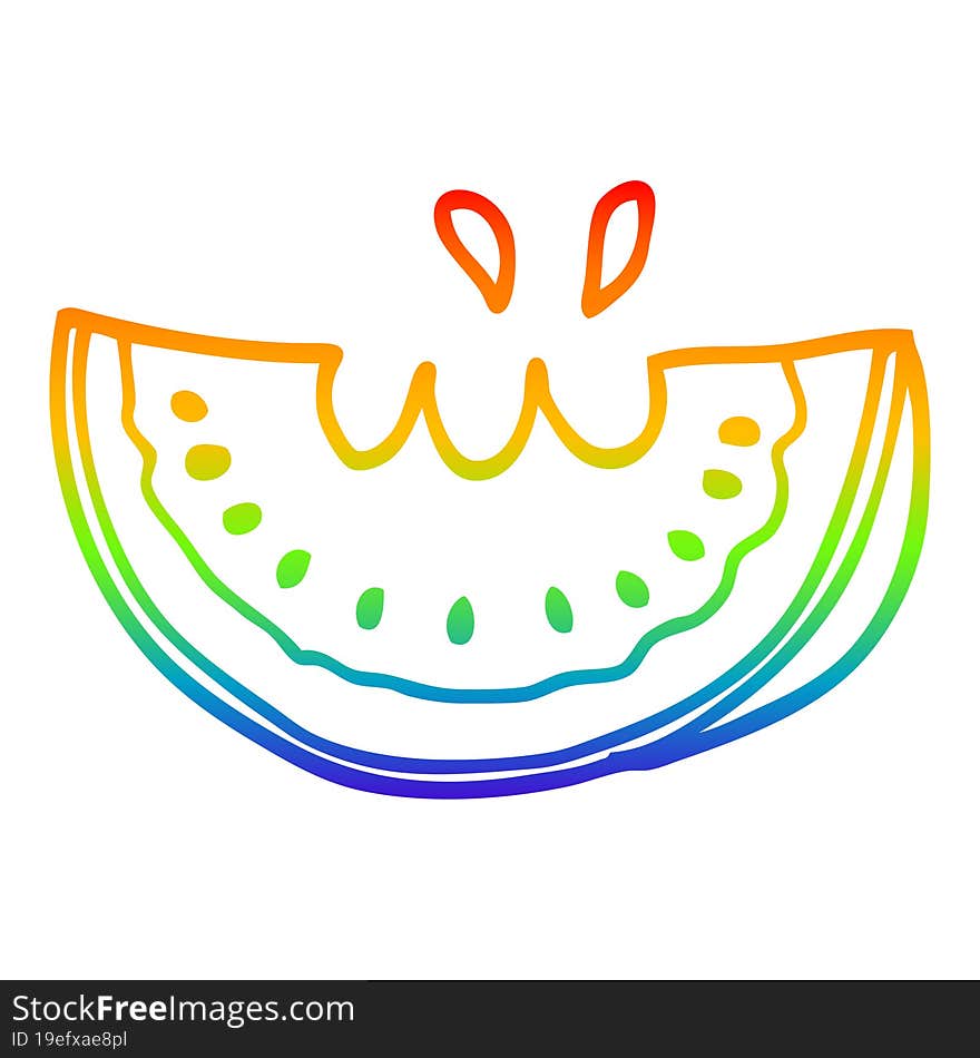 rainbow gradient line drawing cartoon watermelon