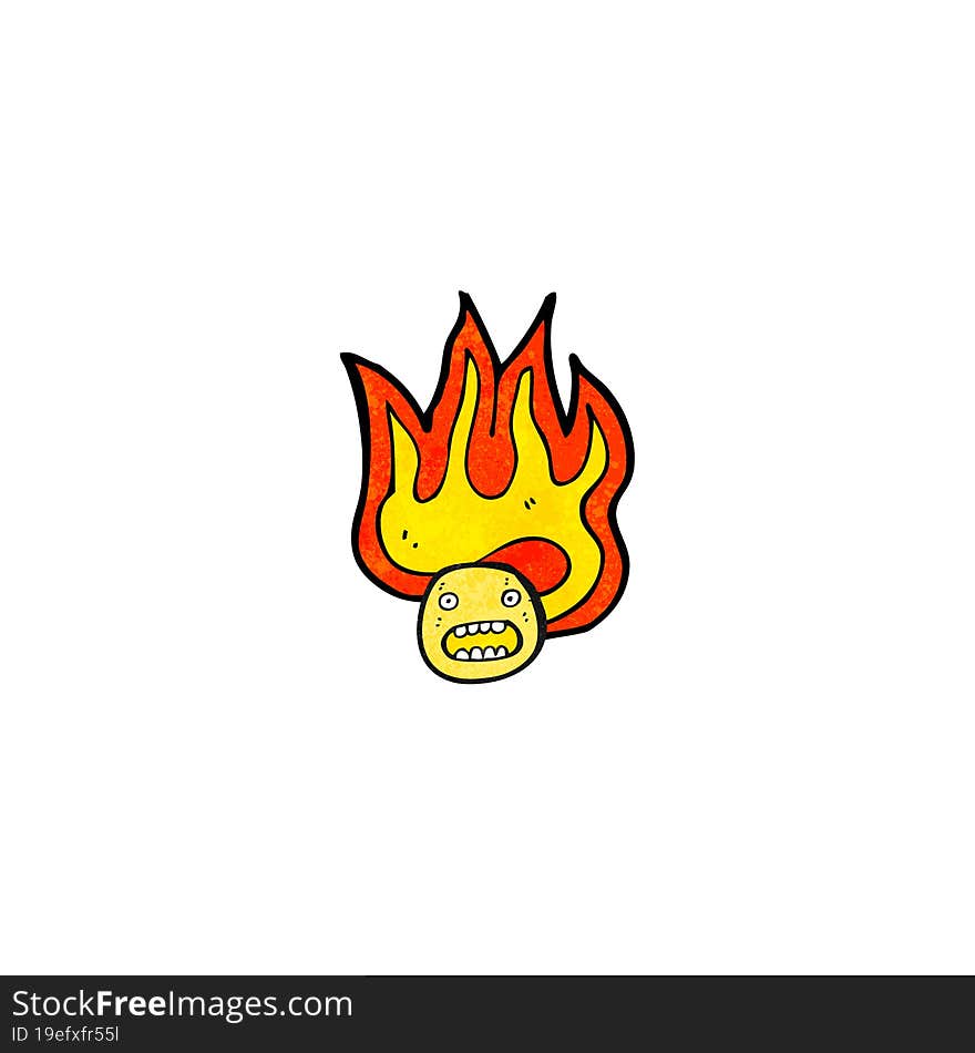 Flaming Face Symbol Cartoon