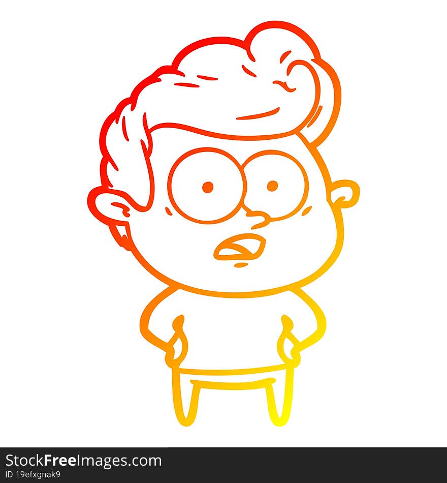 warm gradient line drawing cartoon staring man