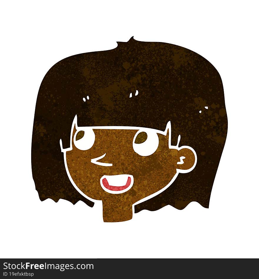 cartoon happy female face