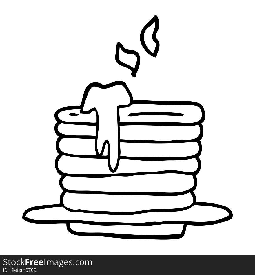 line drawing cartoon stack of pancakes