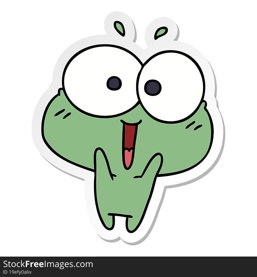 Sticker Cartoon Kawaii Excited Cute Frog