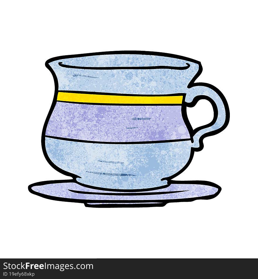 cartoon old tea cup. cartoon old tea cup