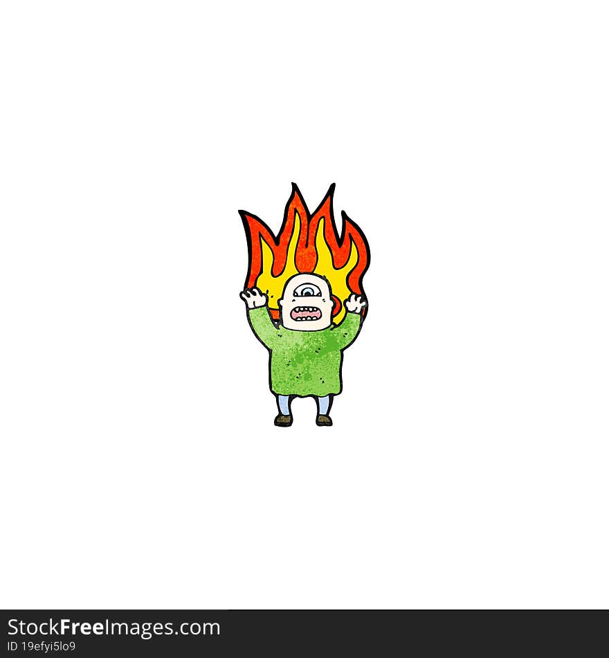 flaming monster man cartoon