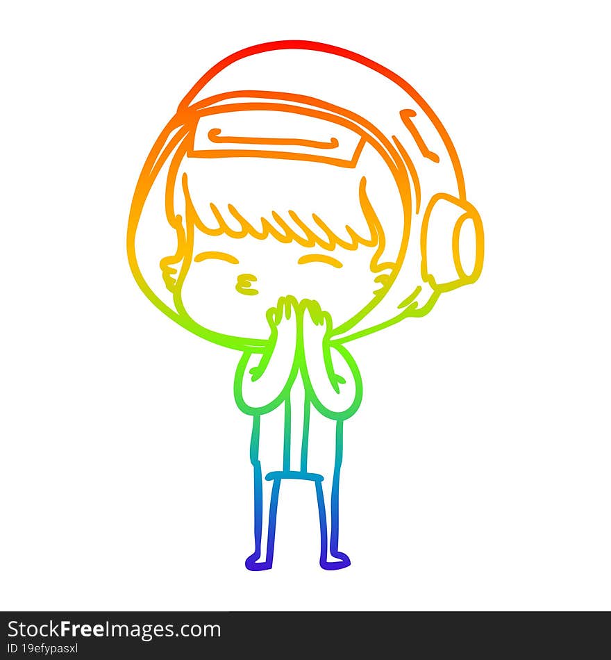 rainbow gradient line drawing cartoon curious astronaut