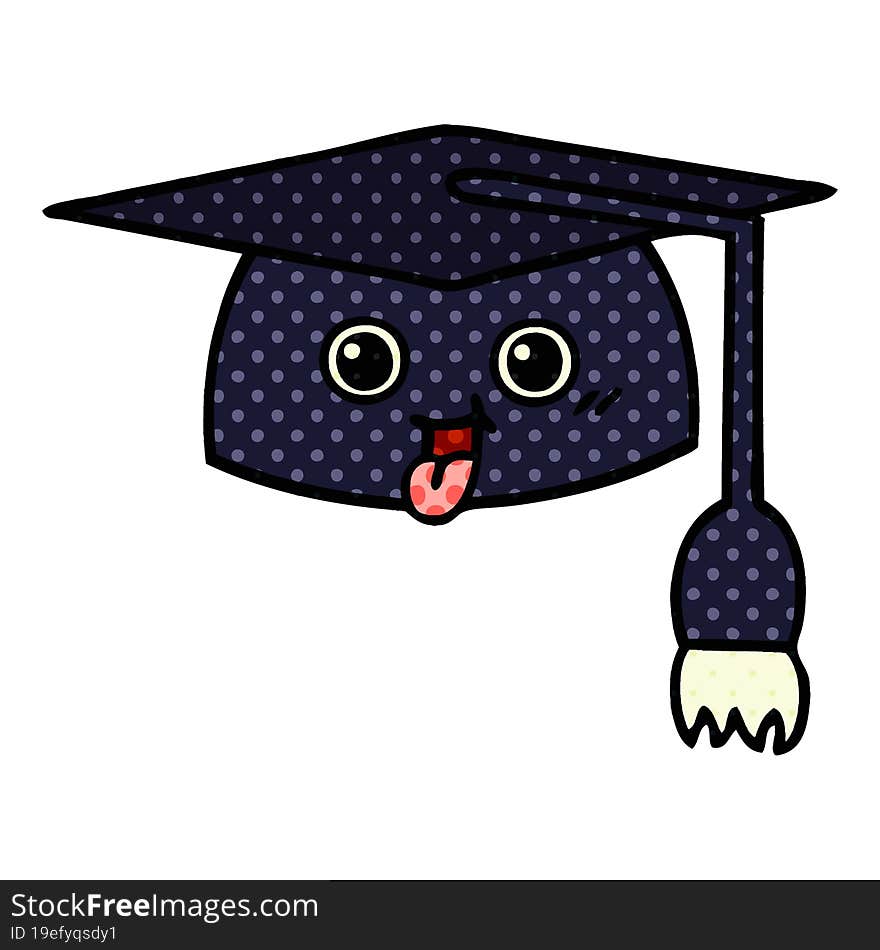 comic book style cartoon graduation hat