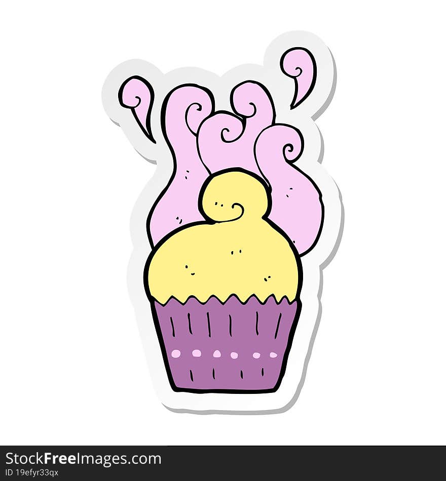 Sticker Of A Cartoon Cupcake