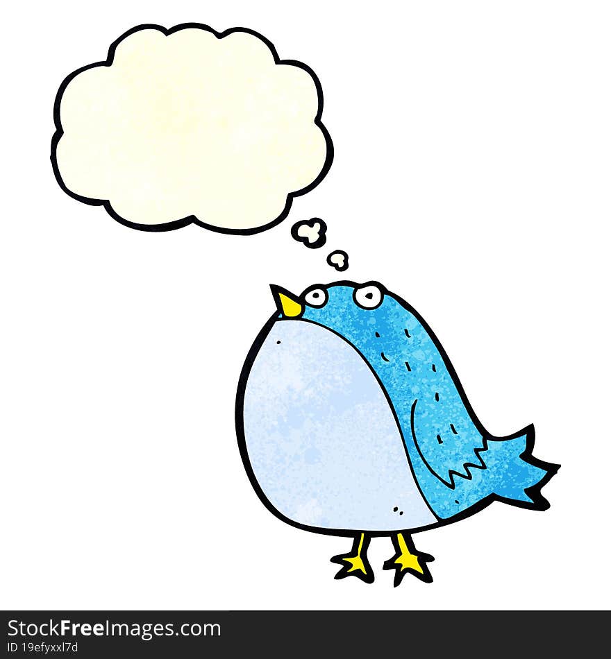 Cartoon Fat Bird With Thought Bubble