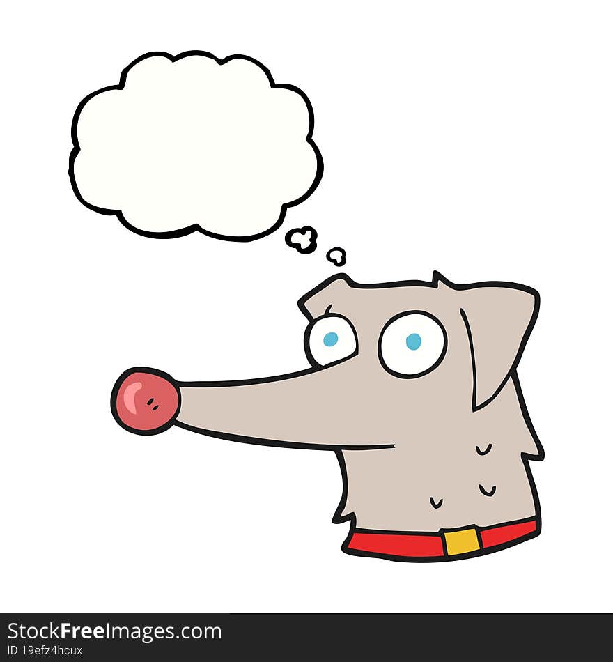 thought bubble cartoon dog with collar