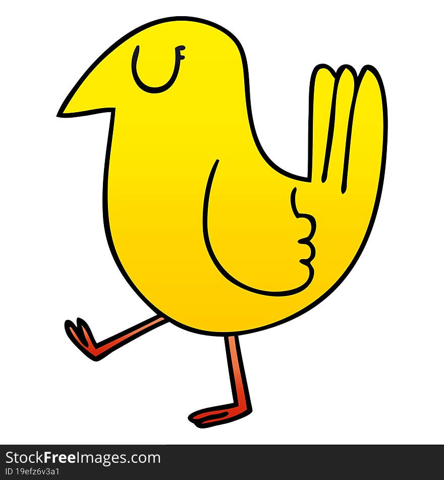 quirky gradient shaded cartoon yellow bird