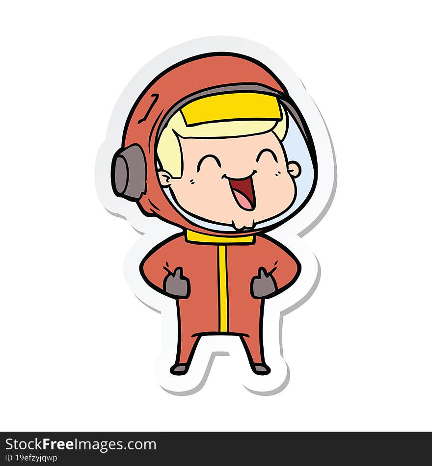 Sticker Of A Happy Cartoon Astronaut