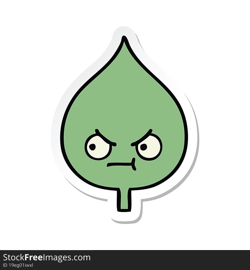 Sticker Of A Cute Cartoon Expressional Leaf