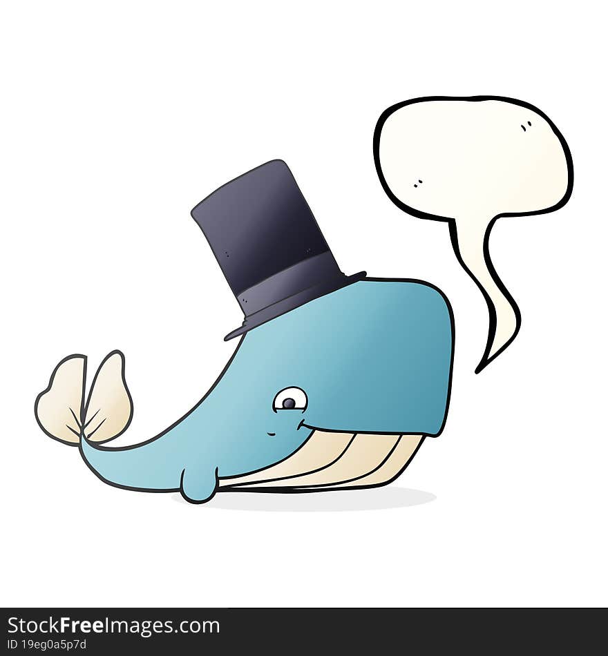 speech bubble cartoon whale in top hat