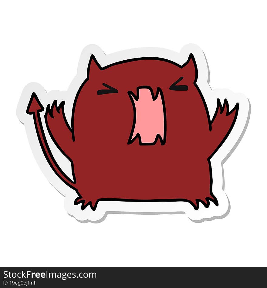 sticker cartoon of a cute kawaii devil