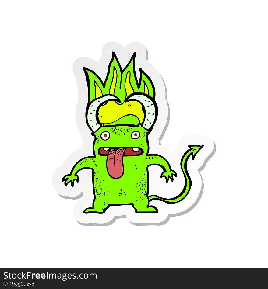 Sticker Of A Cartoon Little Devil