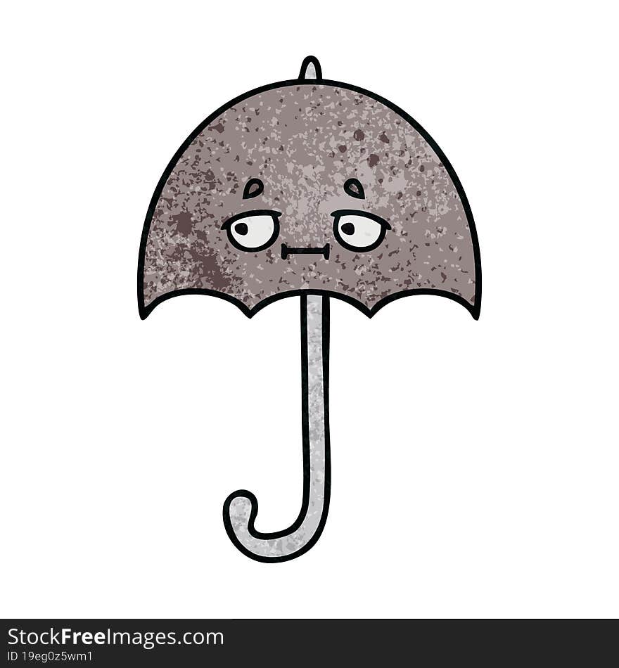 retro grunge texture cartoon of a umbrella