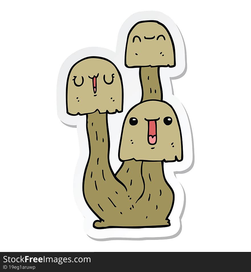 sticker of a cartoon mushroom